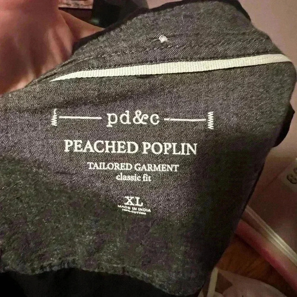 PD & C Button Down Blk Shirt Sz XL Peached Poplin Tailored Garment Classic Fit - Picture 6 of 6